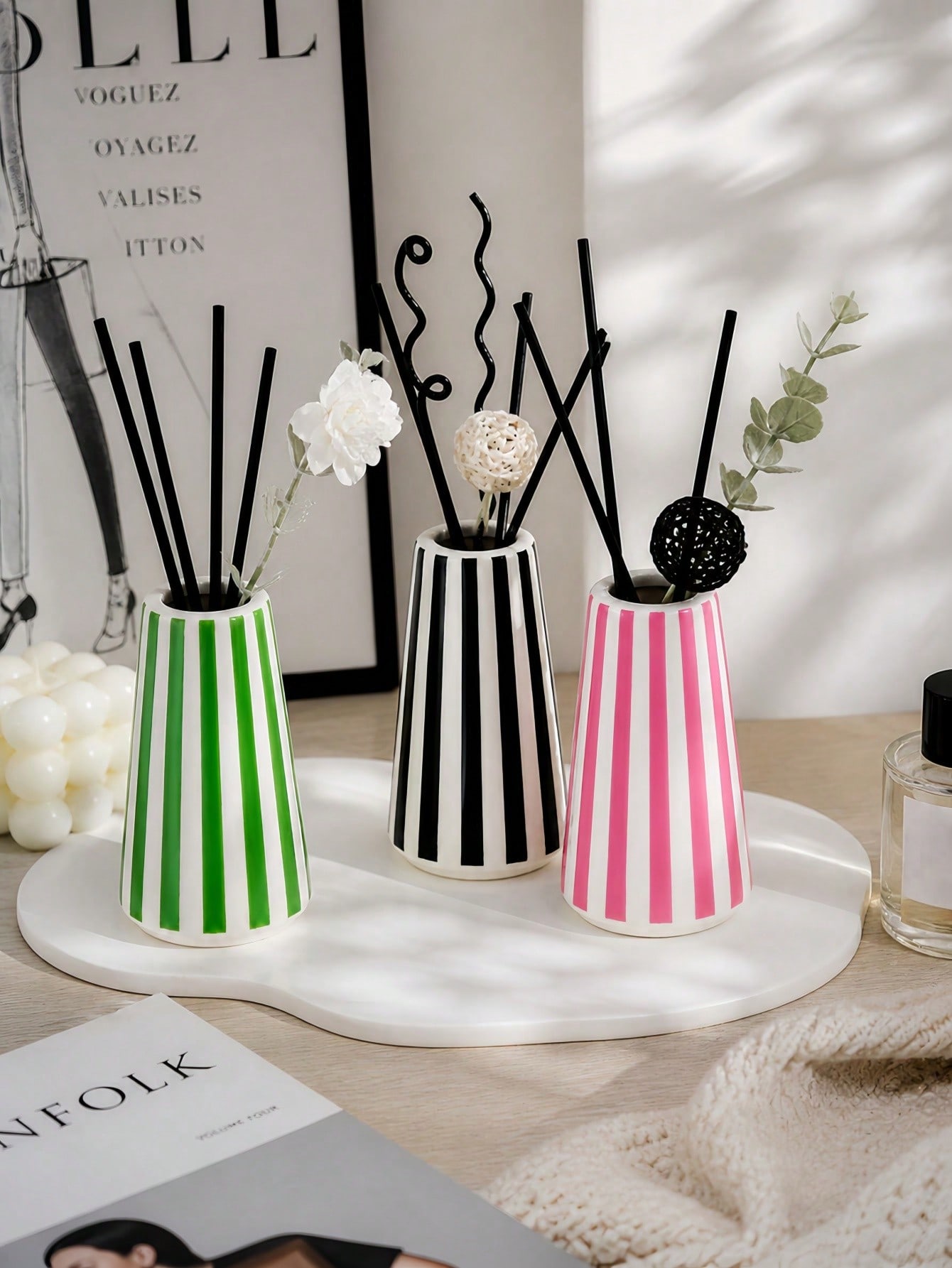 1pc Nordic Minimalist Striped  - مراجعة Home Fragrance Diffuser Sticks وسعره